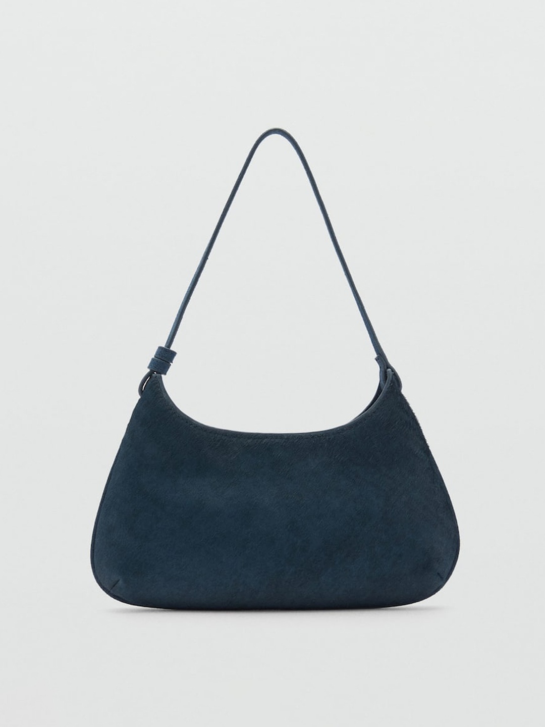 

MANGO Leather Structured Shoulder Bag, Navy blue