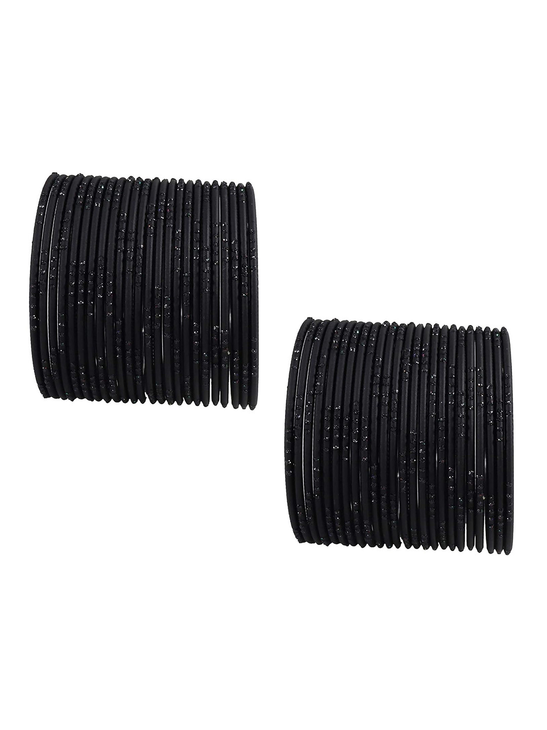 

ZULKA Set Of 48 Alloy Base Glitter Polka Bangles, Black