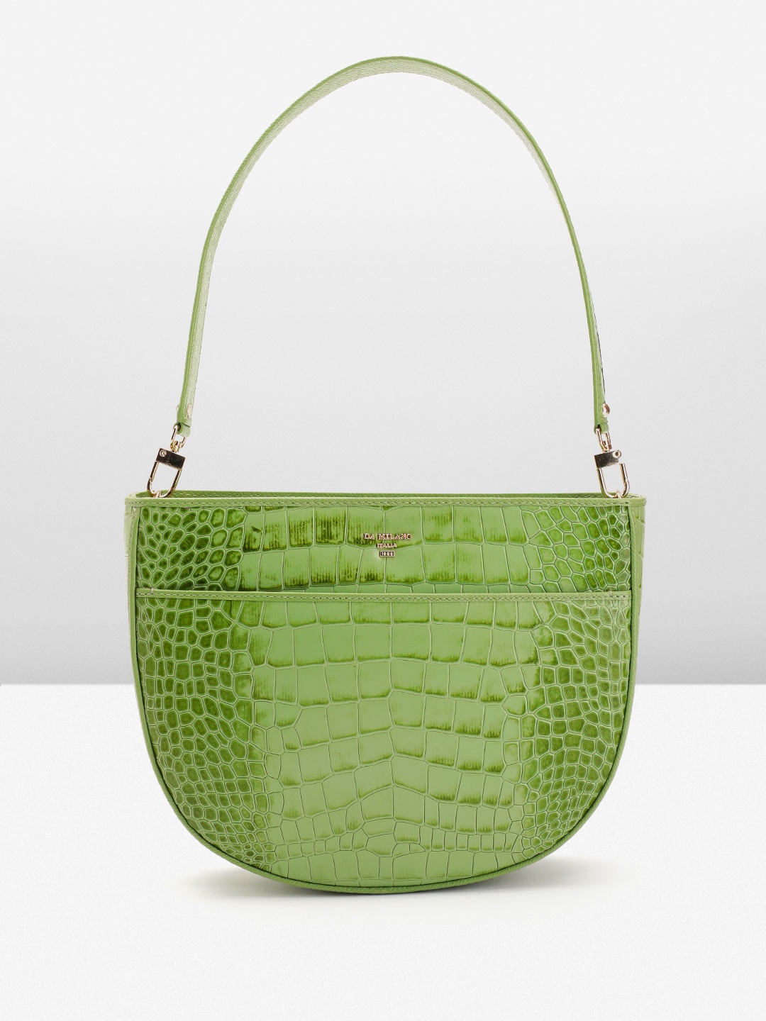 

Da Milano Textured Leather Half Moon Shoulder Bag, Green