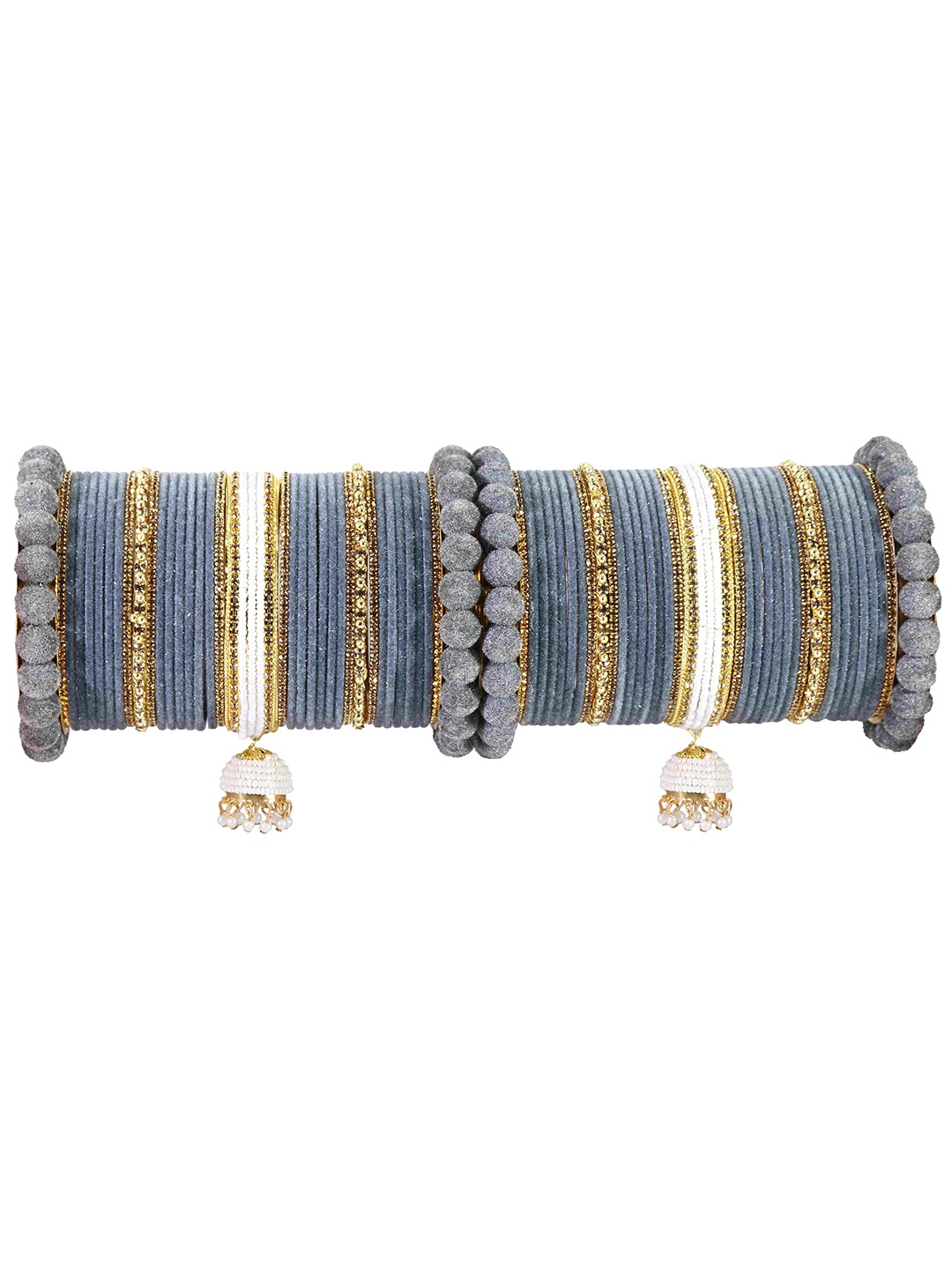 

ZULKA Set of 70 Traditional Metal Bangles Traditional Bridal Chuda with Pearls, Red