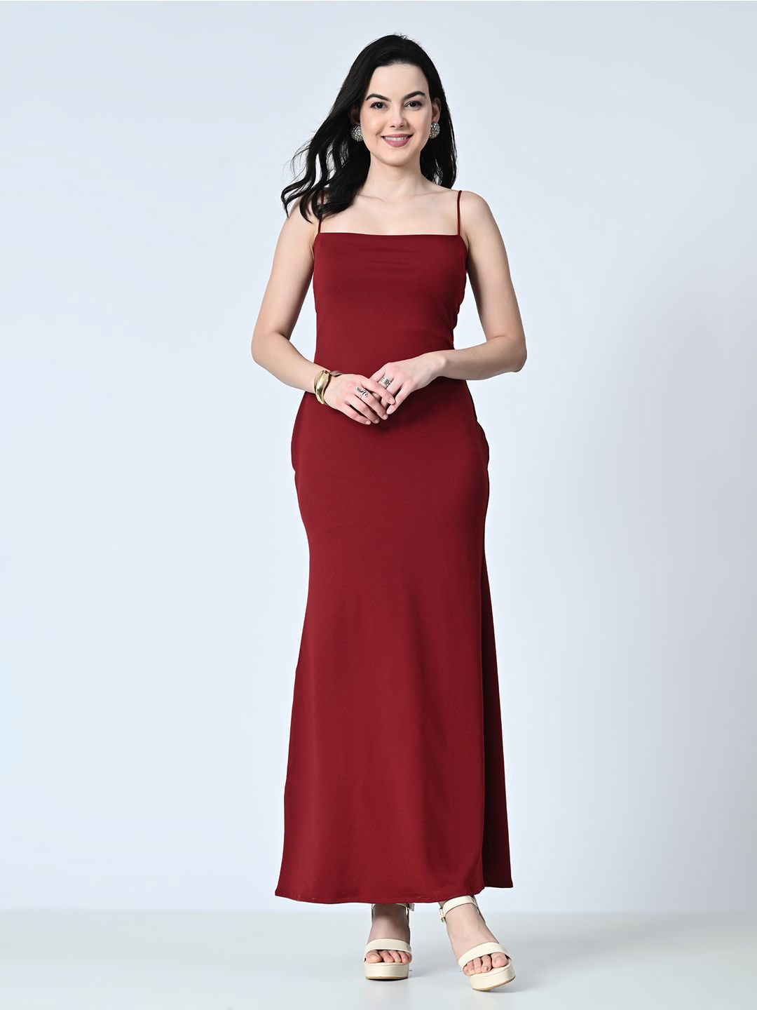 

OWL MINK Women Cotton Maxi Dress, Maroon