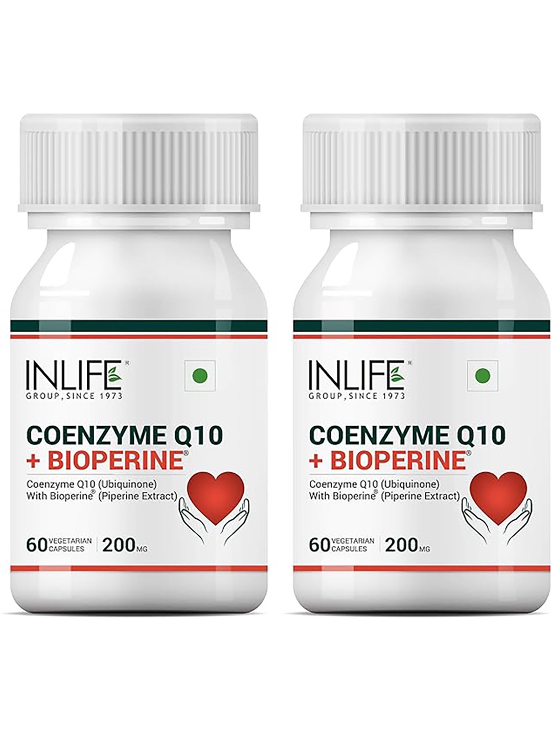 

INLIFE Set Of 2 Coenzyme Q10 With Bioperine Supplement - 60 Capsules Each, White