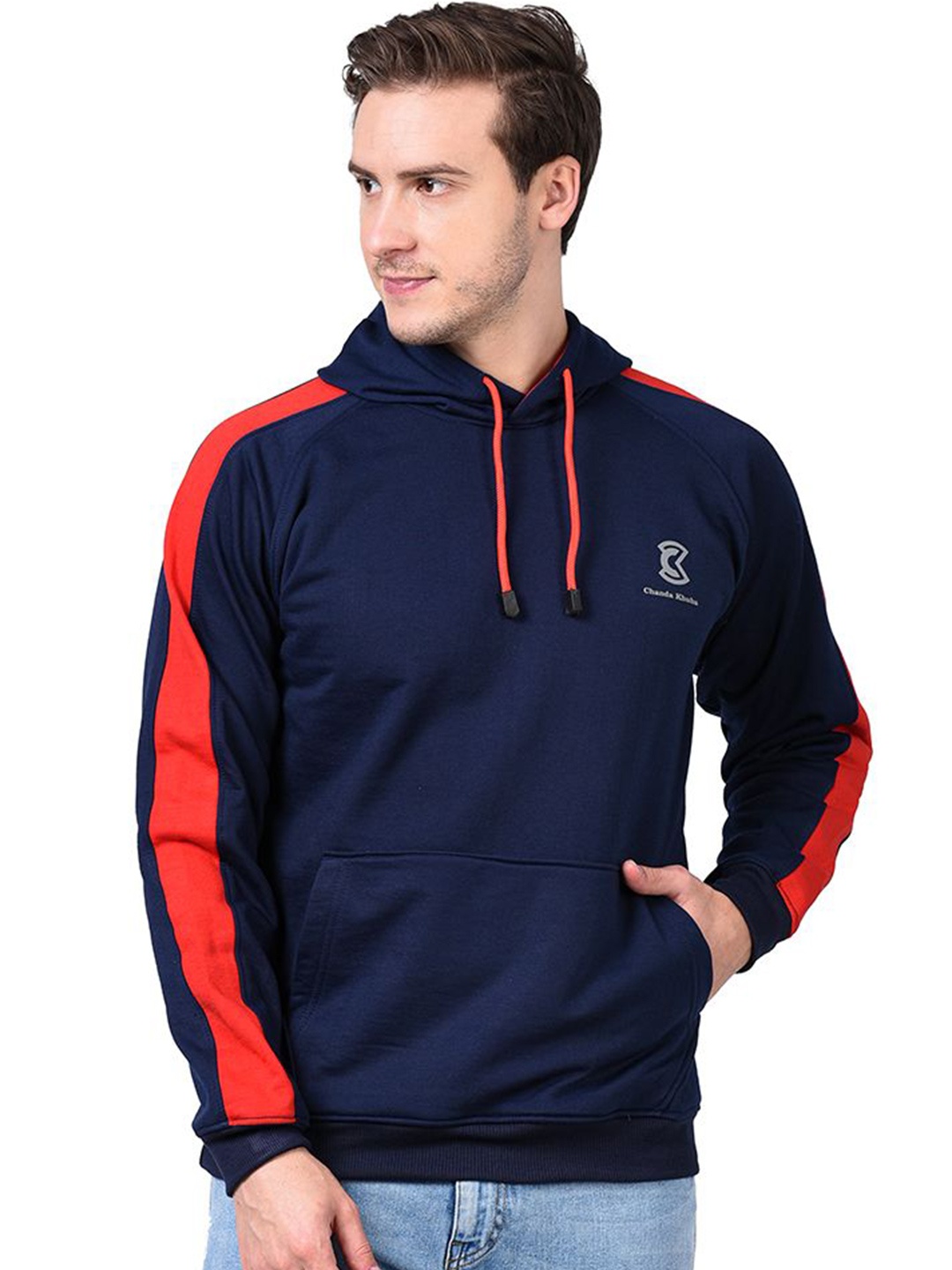 

Chanda Khuba Men Hooded Sweatshirt, Navy blue