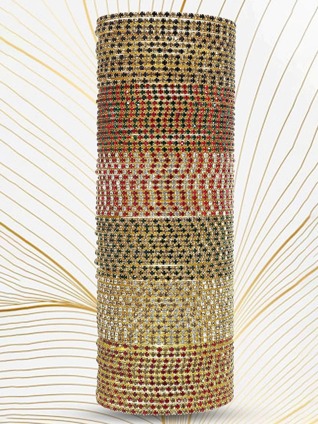 

ZULKA Set of 16 Gold Toned Metal Multicolor Bangles