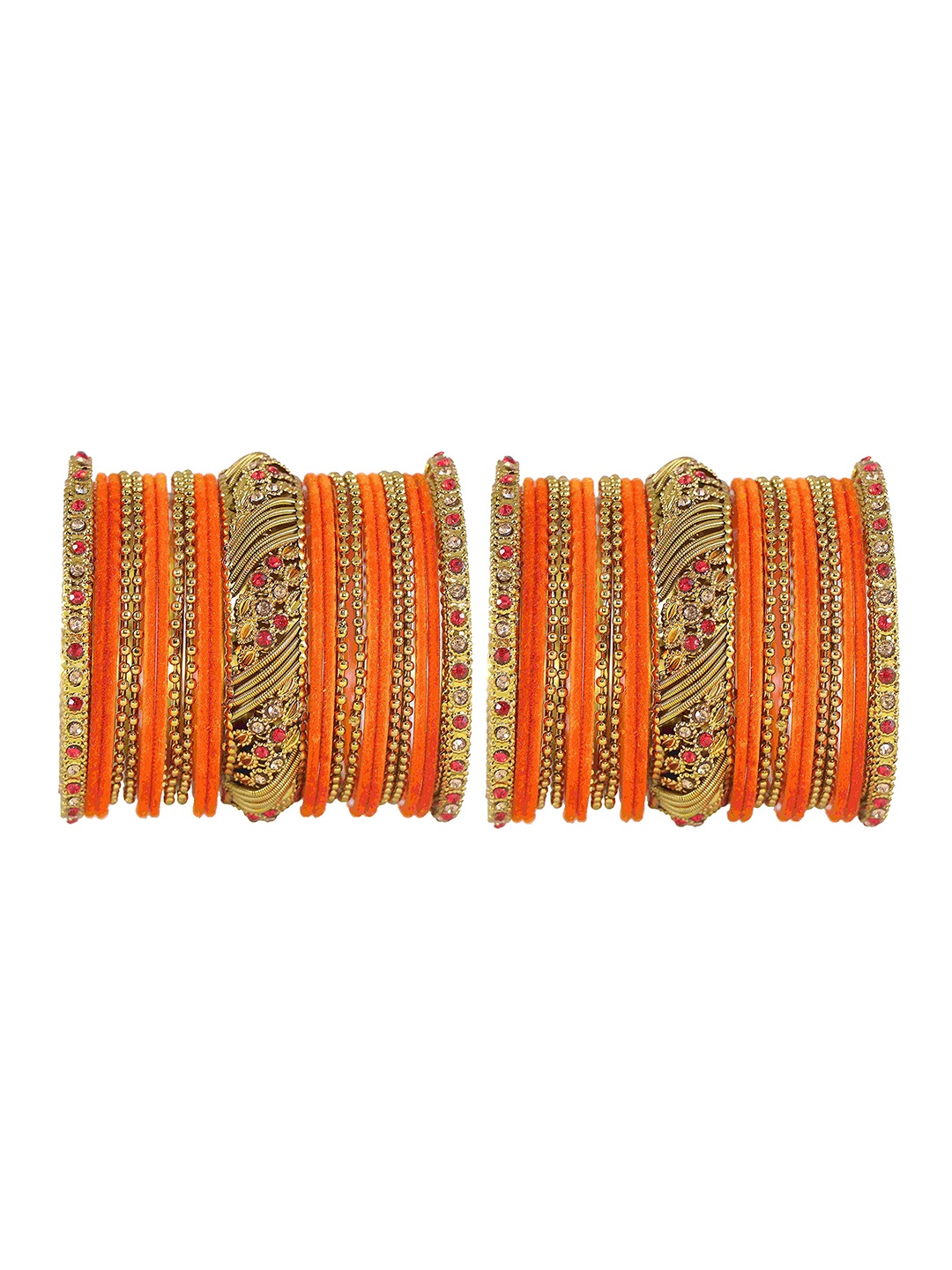 

ZULKA Set of 40 Glass with Zircon Gemstone and Beads Studded Bangles, Multi