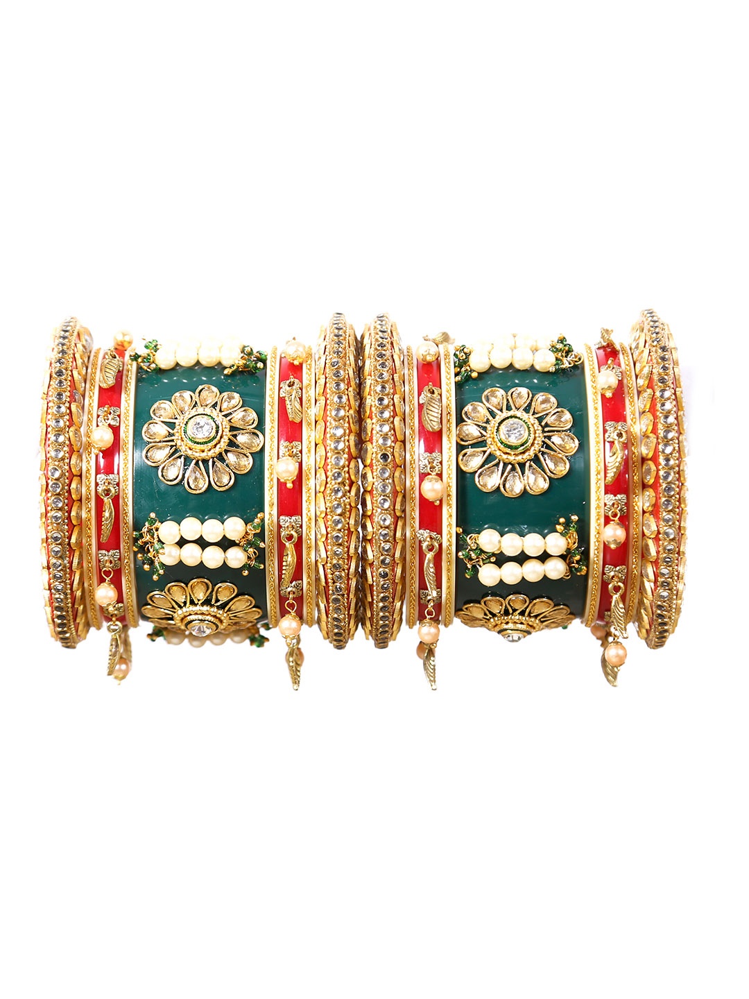 

Align Set Of 2 Gold-Plated Stone Studded Chuda Bangles