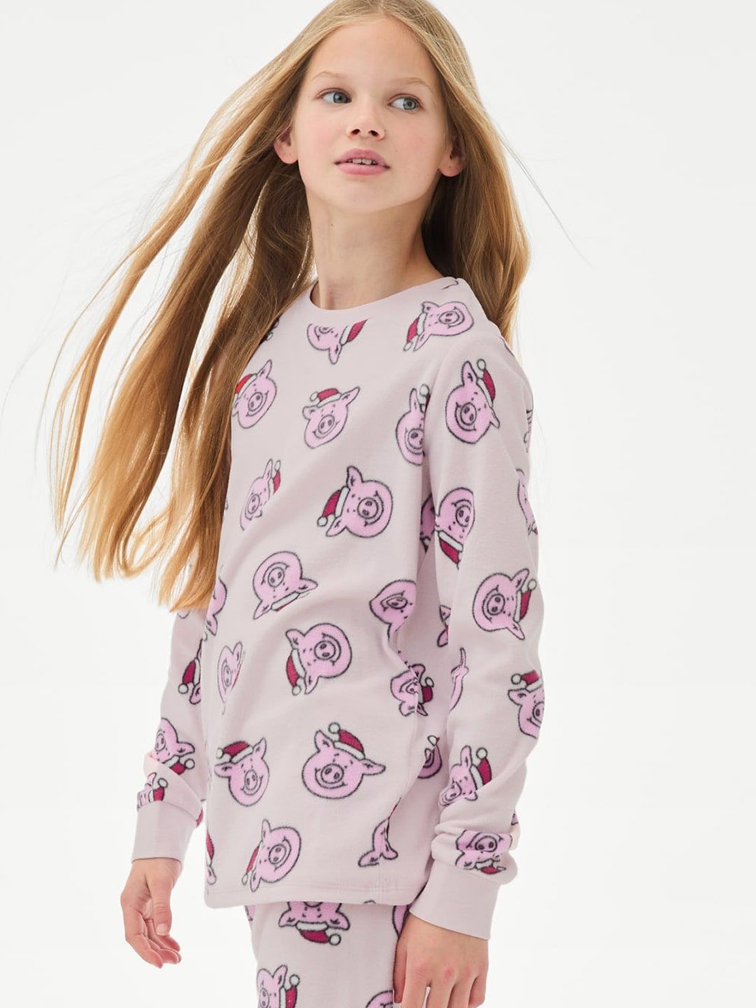 

Marks & Spencer Girls Printed Night suit, Pink