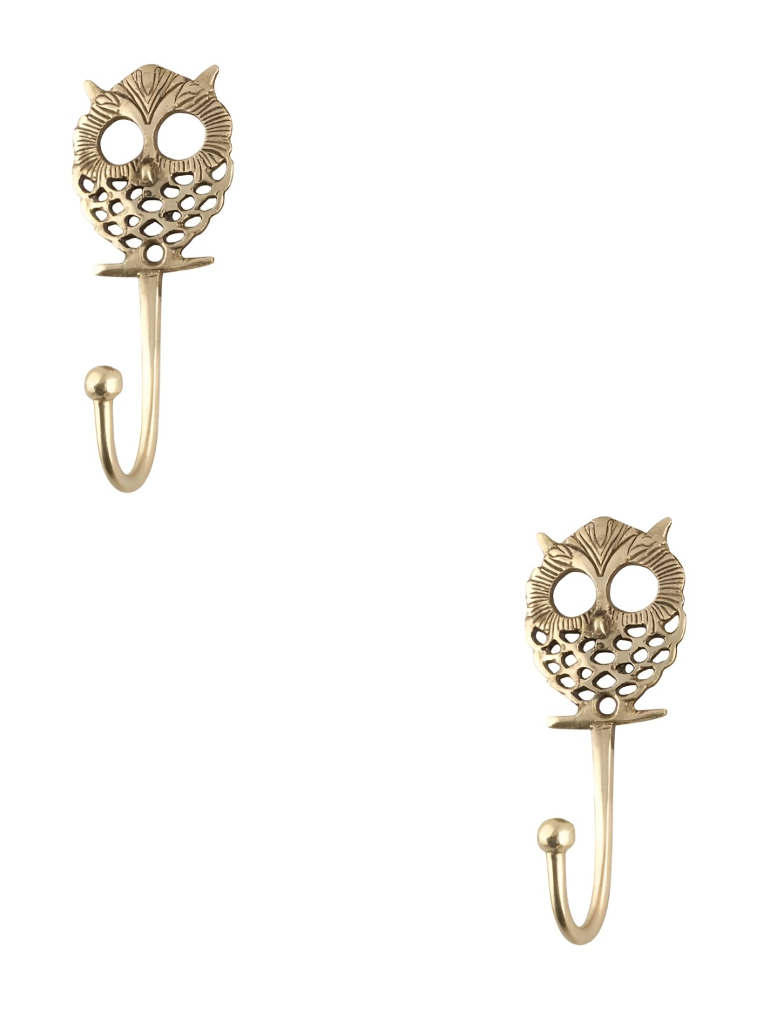 

IndianShelf Gold Toned 2 Pieces Owl Wall Hooks