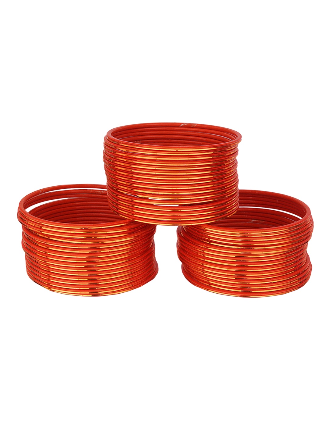 

ZULKA Set Of 48 Alloy Base Glossy Finished Bangle, Orange