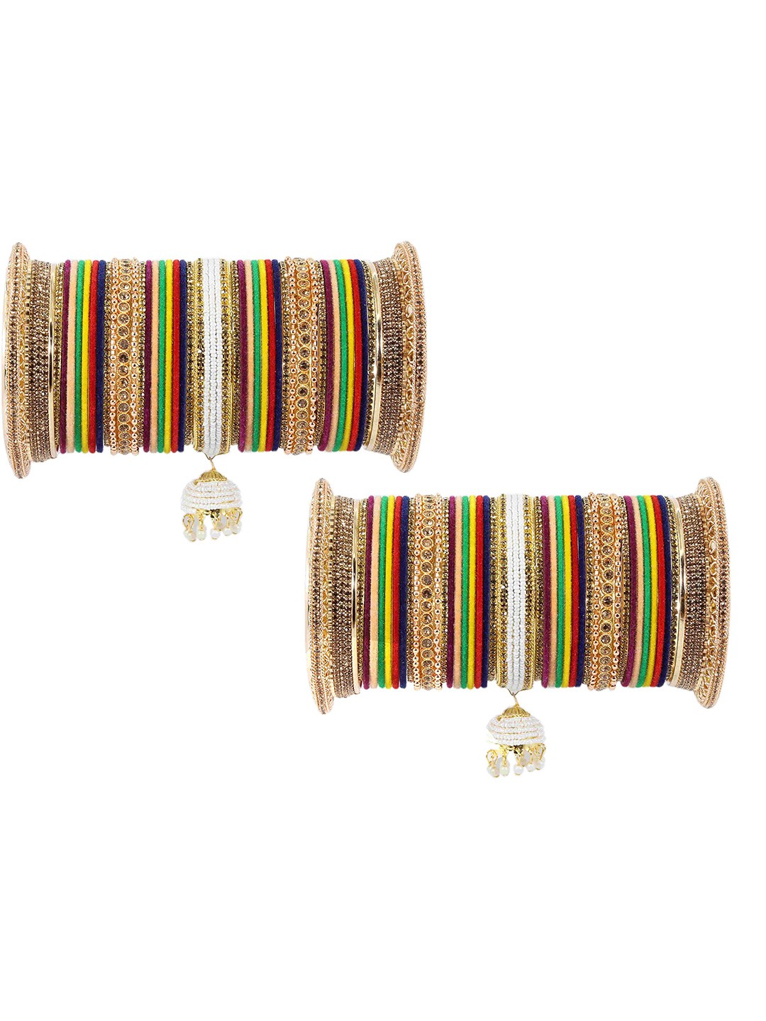 

ZULKA Set of 42 Metal with Base Metal and Zircon Gemstone with Pearls Studded Matte, Black