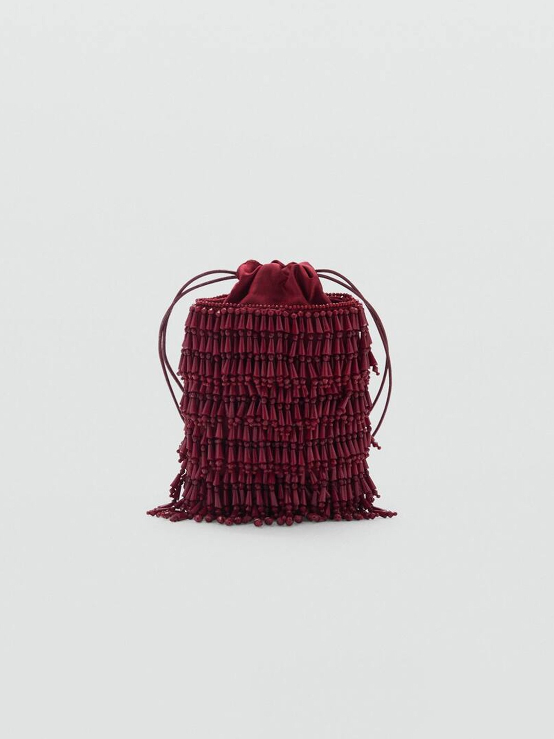 

MANGO Beaded Bucket Party Handheld Bag, Maroon