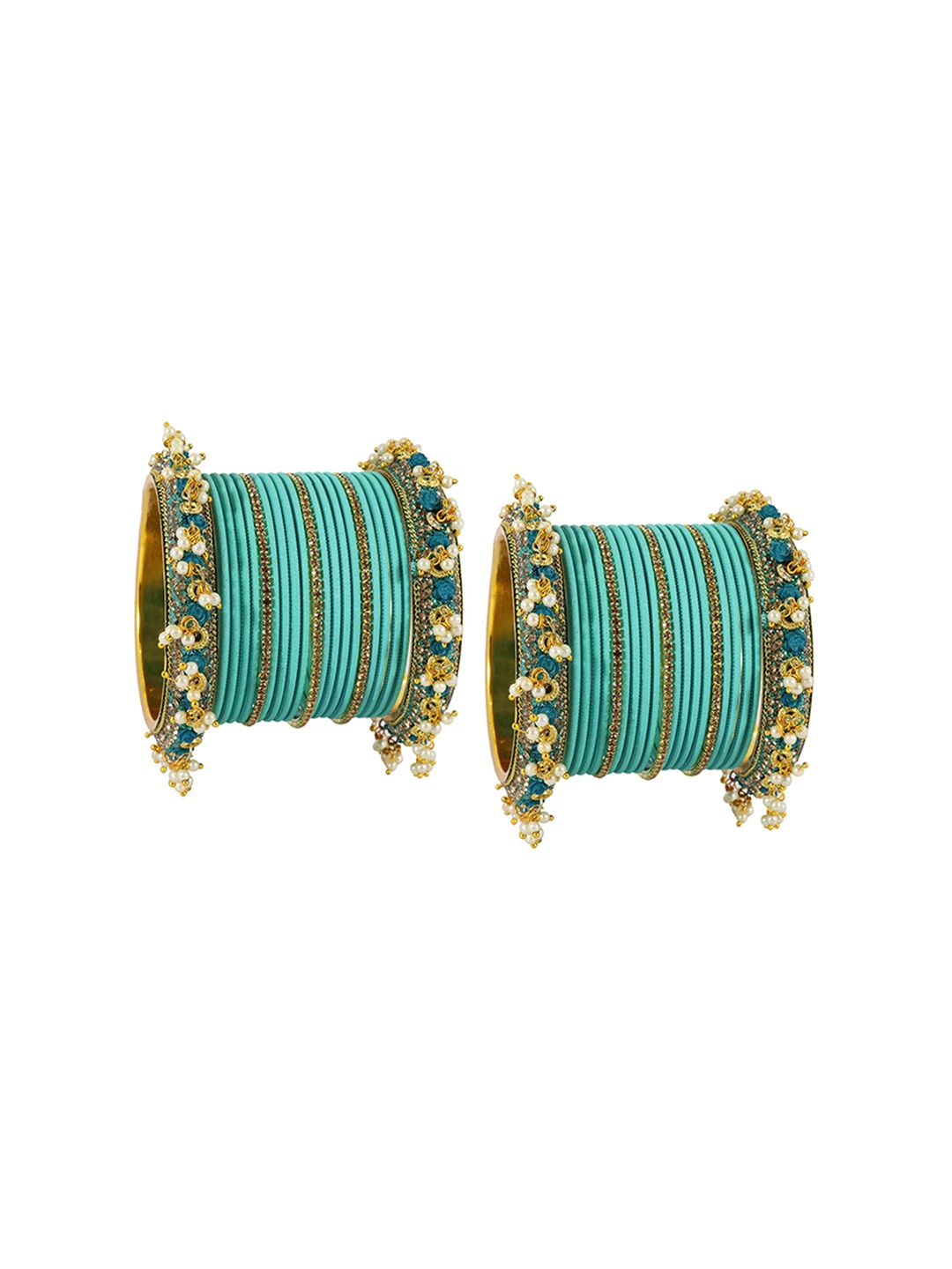

ZULKA Set of 32 Non-Precious Metal Studded with Zircon Gemstone or Pearls and Velvet Latkan, Grey