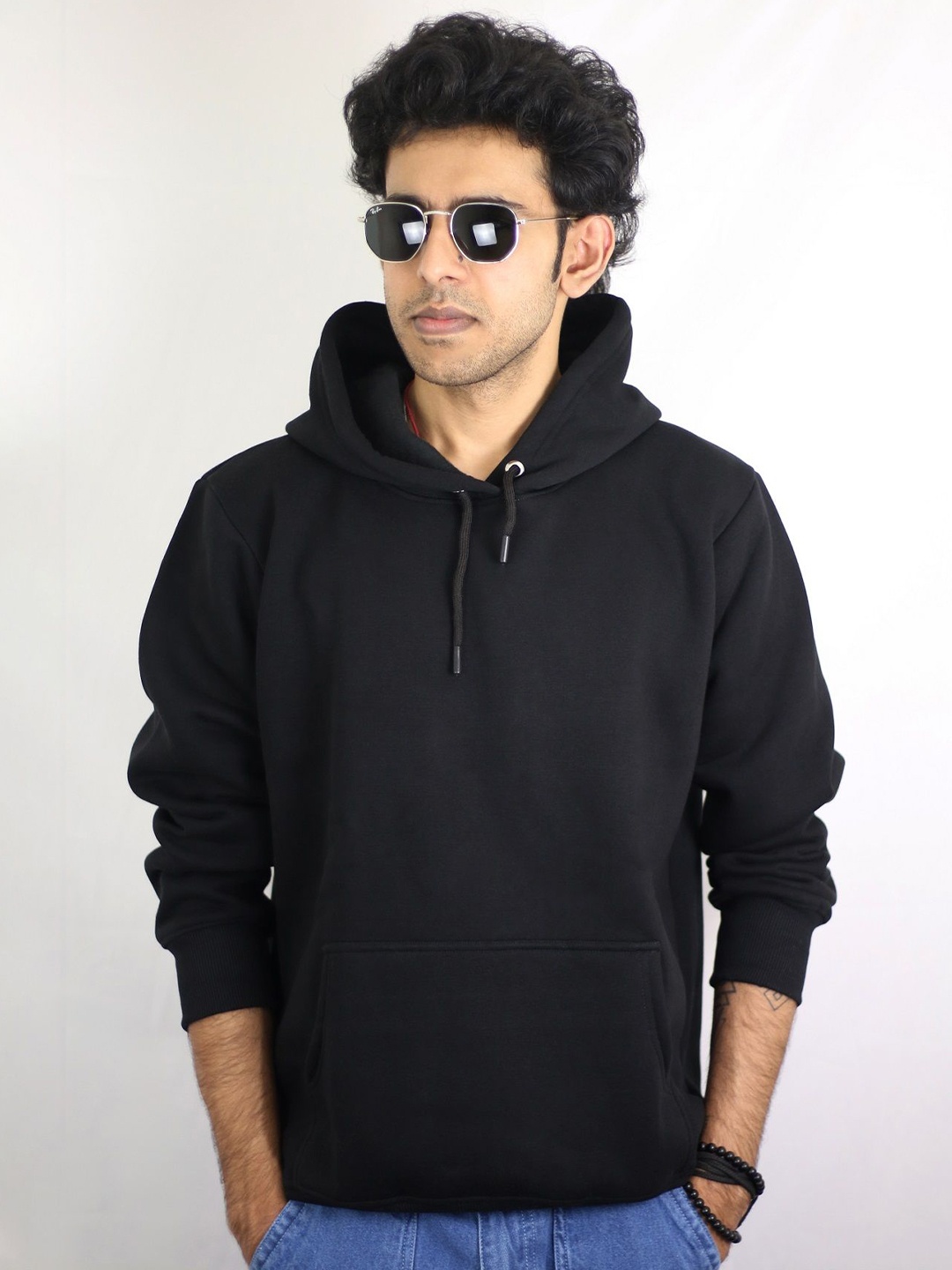 

EKSDEE Men Hooded Pullover Cotton Sweatshirt, Black