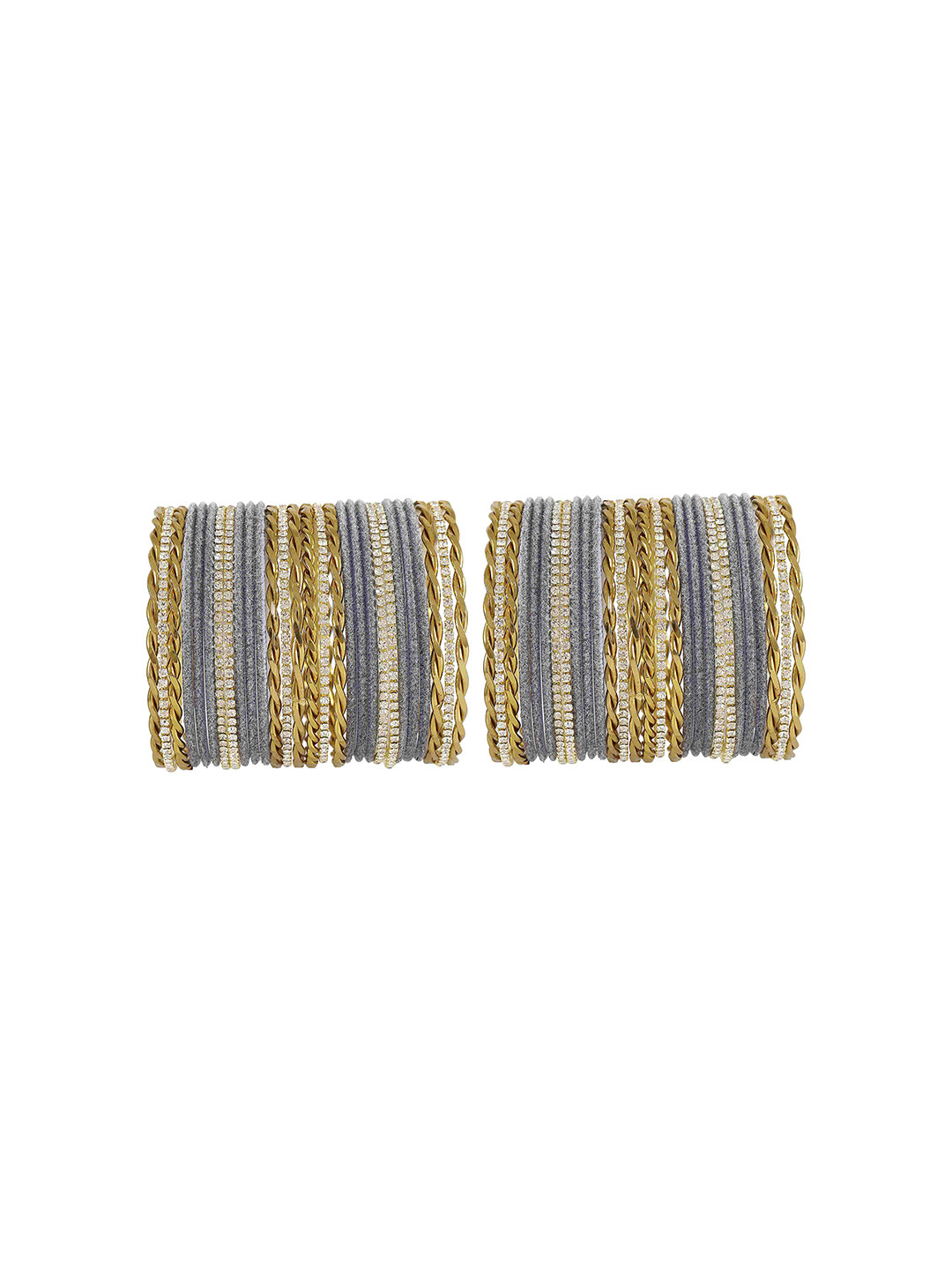 

ZULKA Set of 28 Artificial Stones and Beads Studded Bangles, Grey