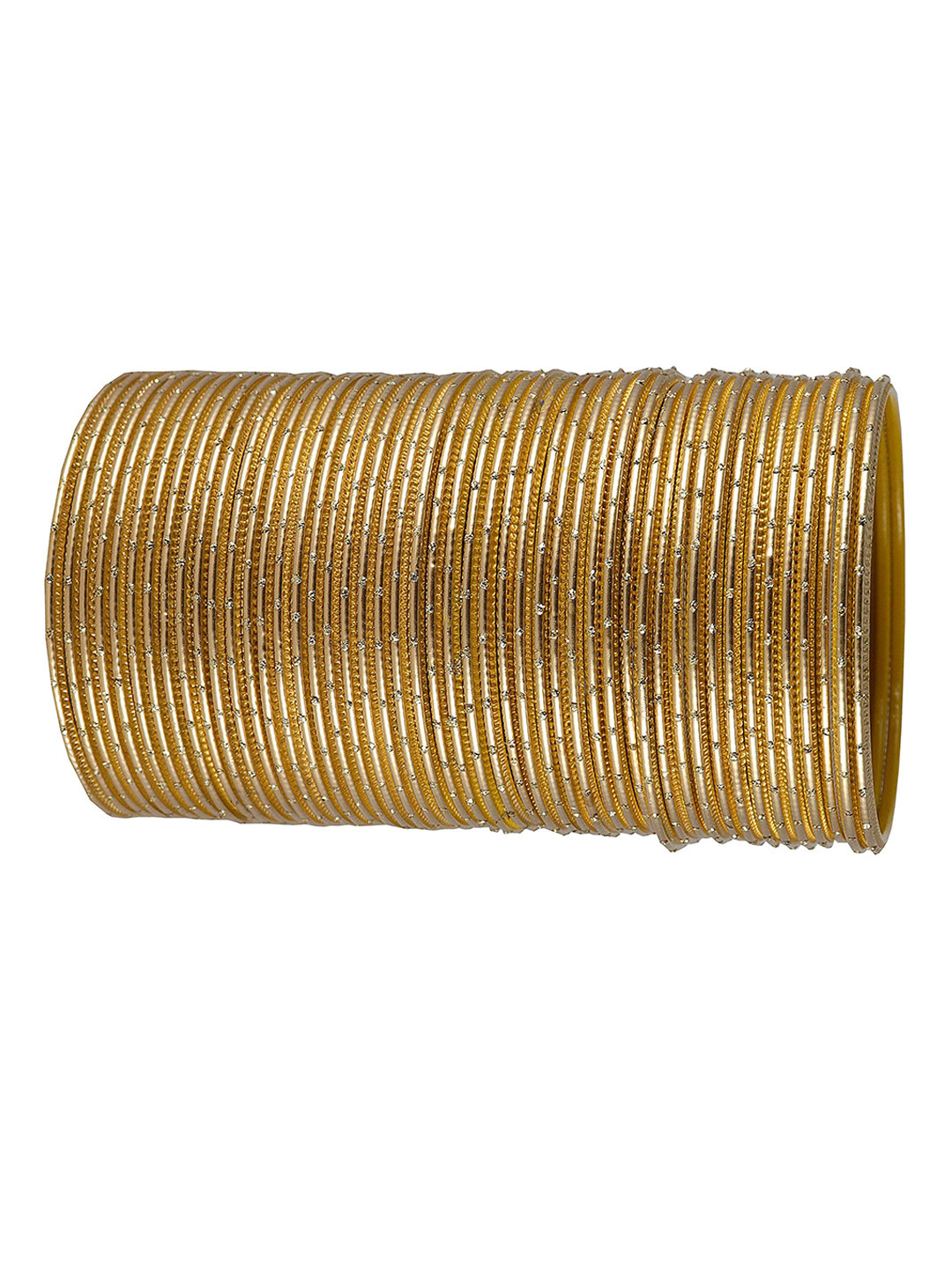 

ZULKA Set of 48 Plain Metal with Polka Dots Bangles, Gold