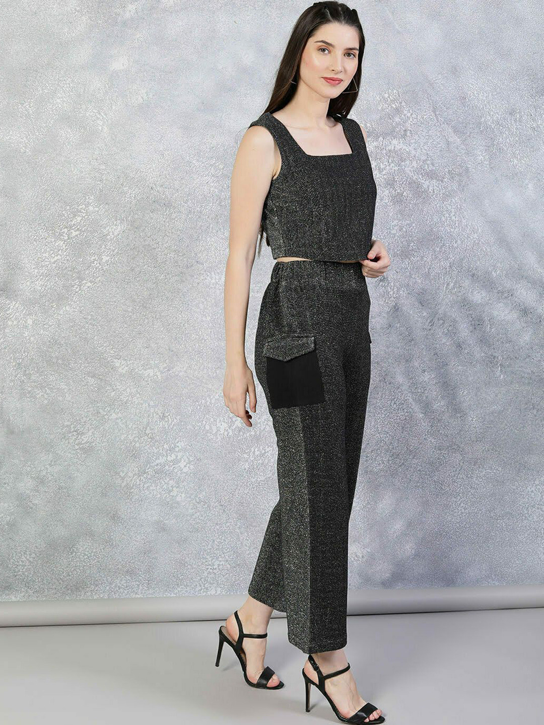 

THE BLACK LOVER Square Neck Self Design Pure Cotton Top With Trouser