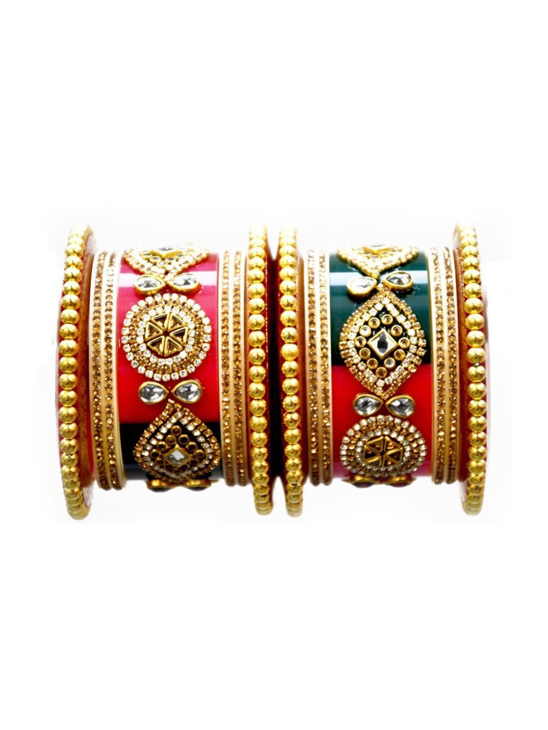 

Align Set Of 2 Gold-Plated Stone Studded & Beaded Bangles