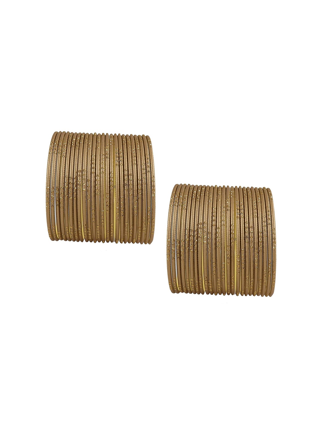

ZULKA Set of 48 Metal with Glitter Polka Dots & Cutting Design Stylish Bangles, Gold