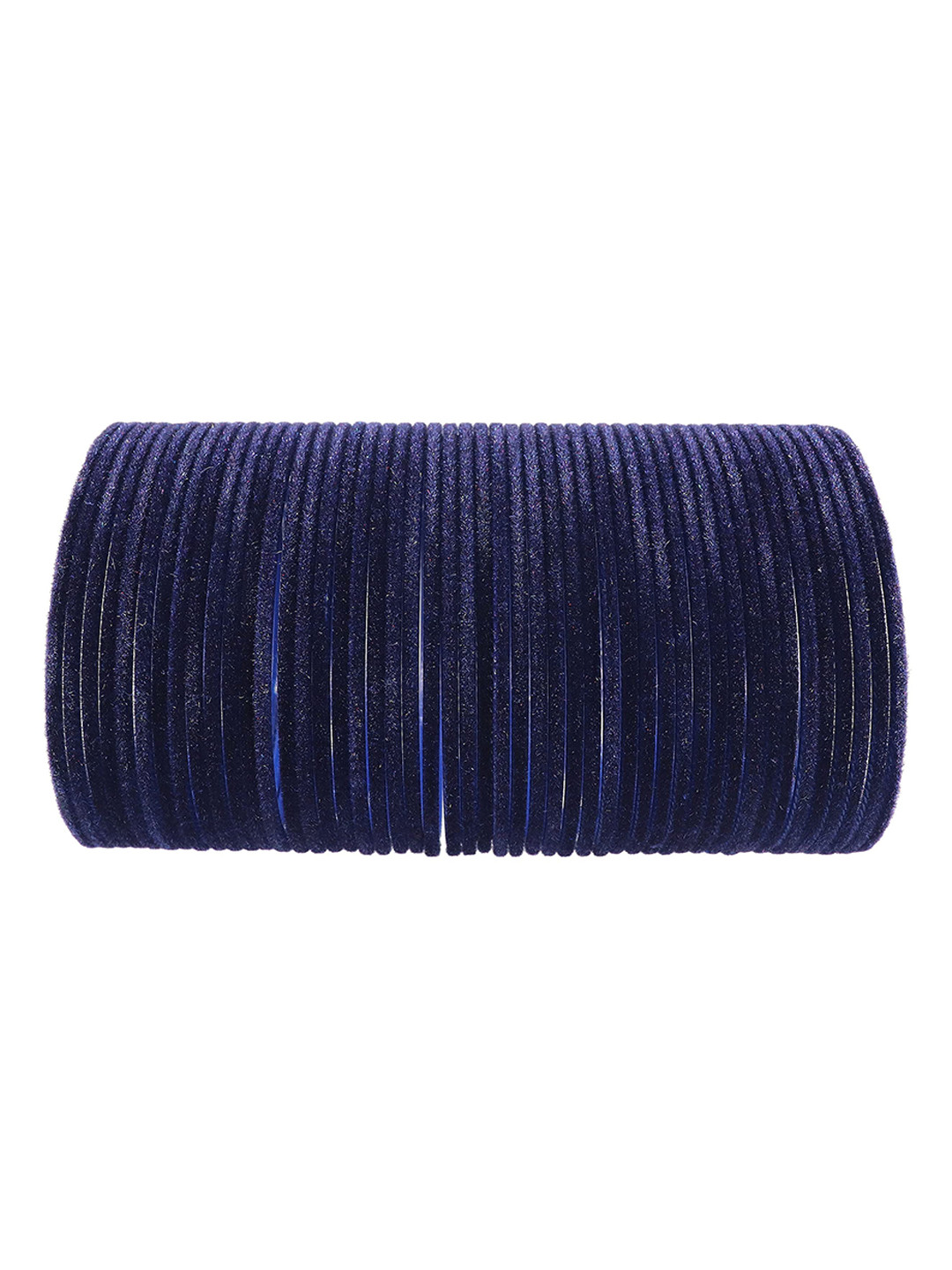 

ZULKA Set of 48 Women Plain Velvet Finish Metal Bangle, Blue