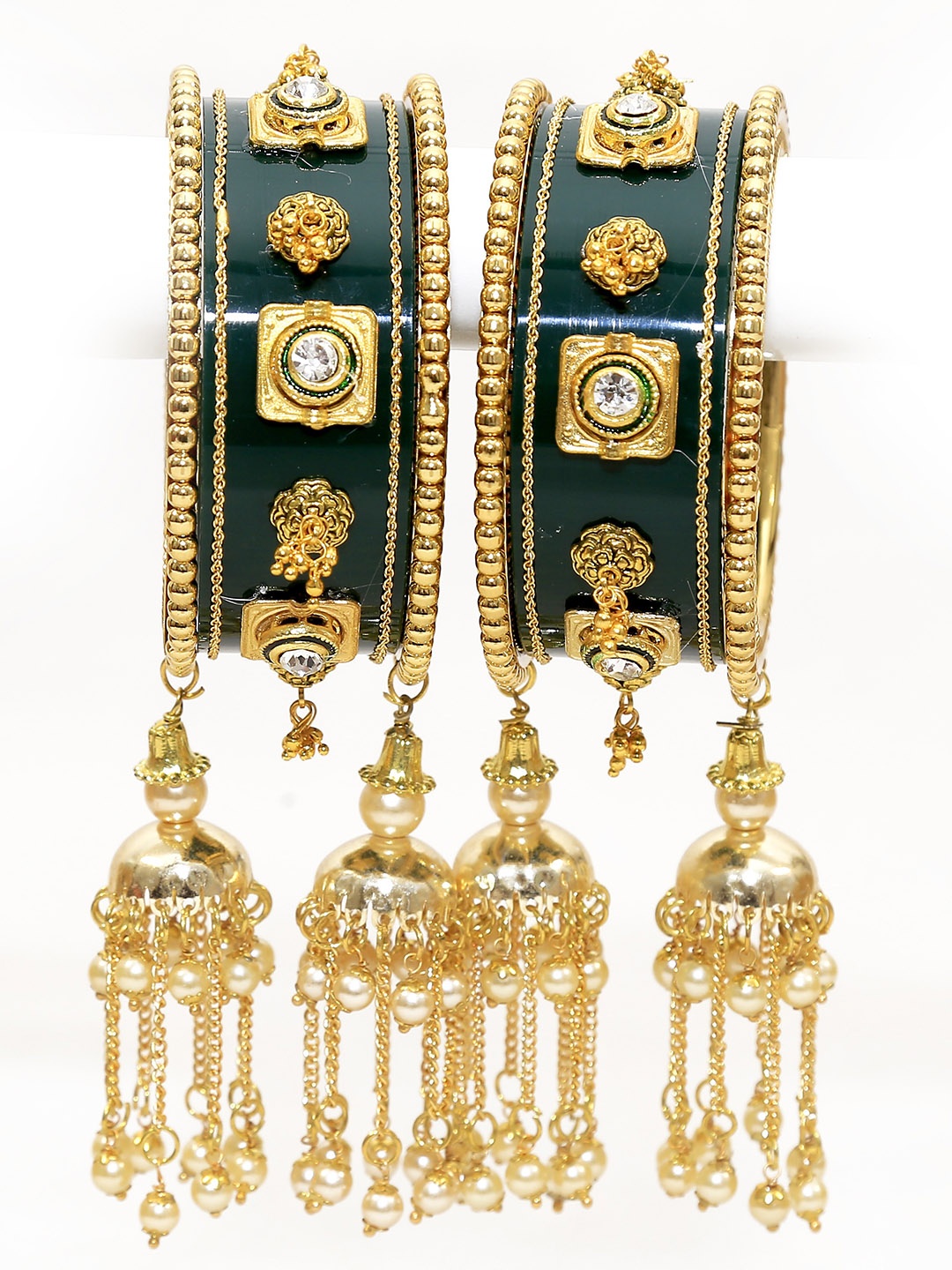 

Align Set Of 2 Gold-Plated Stones-Studded & Beaded Bangles