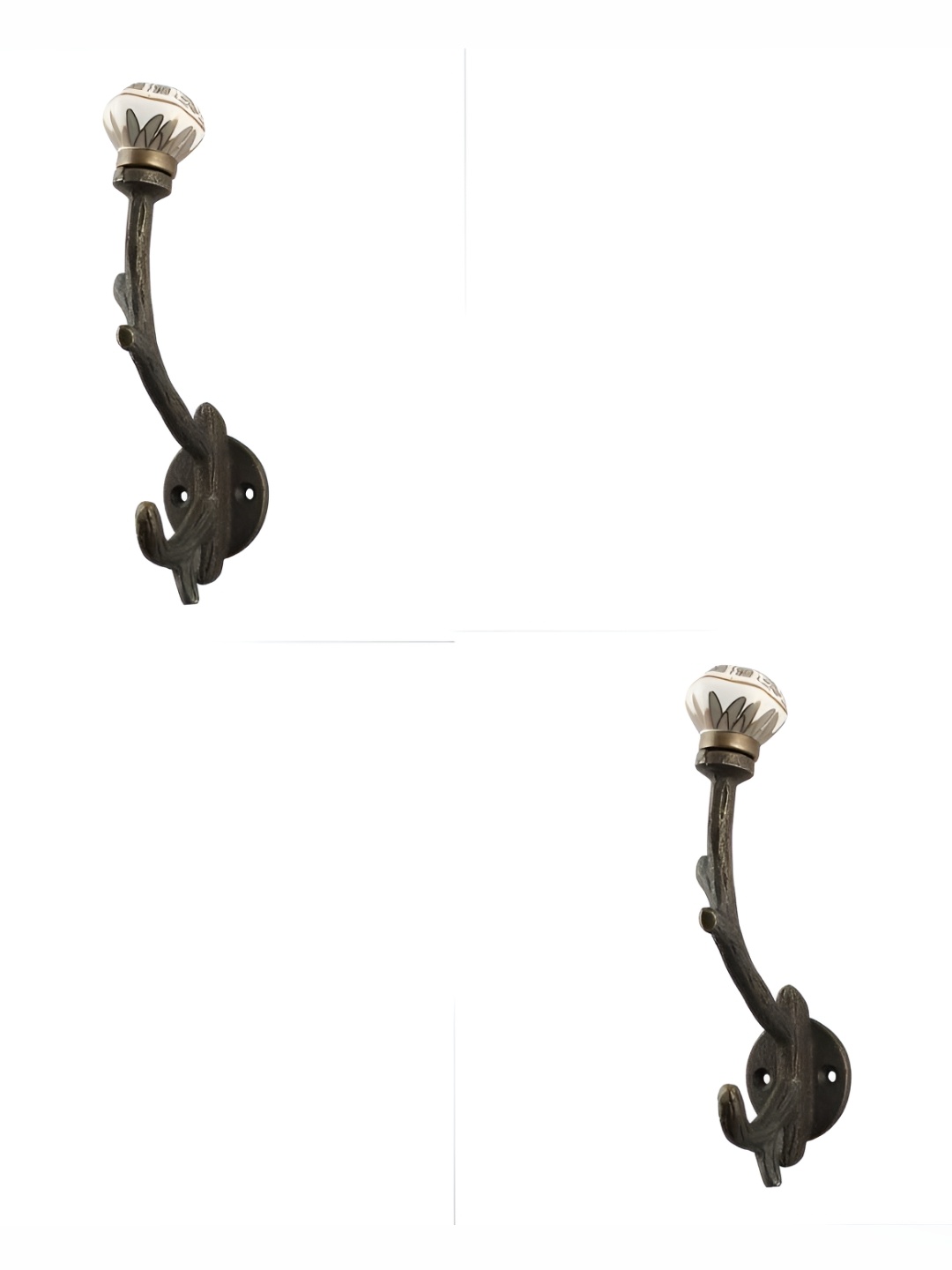 

IndianShelf Grey 2 Pieces Ceramic Wall Hooks