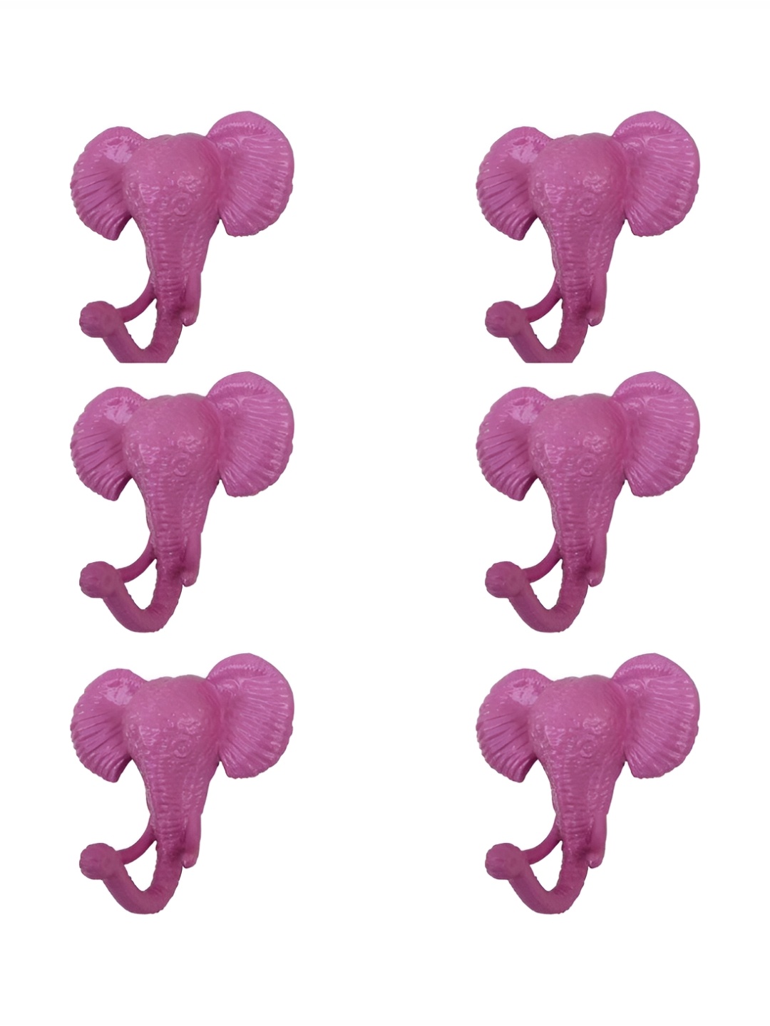 

IndianShelf Pink 6 Pieces Iron Elephant Key Holder Hangers for Clothes Wall Mounted