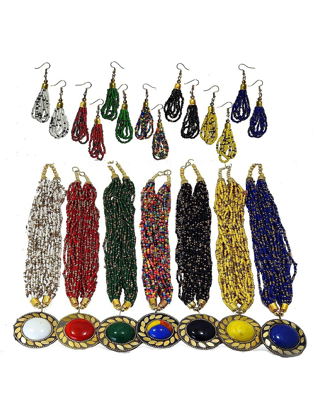 

SUNHARI Set Of 7 Beaded Jewellery Set, Multi