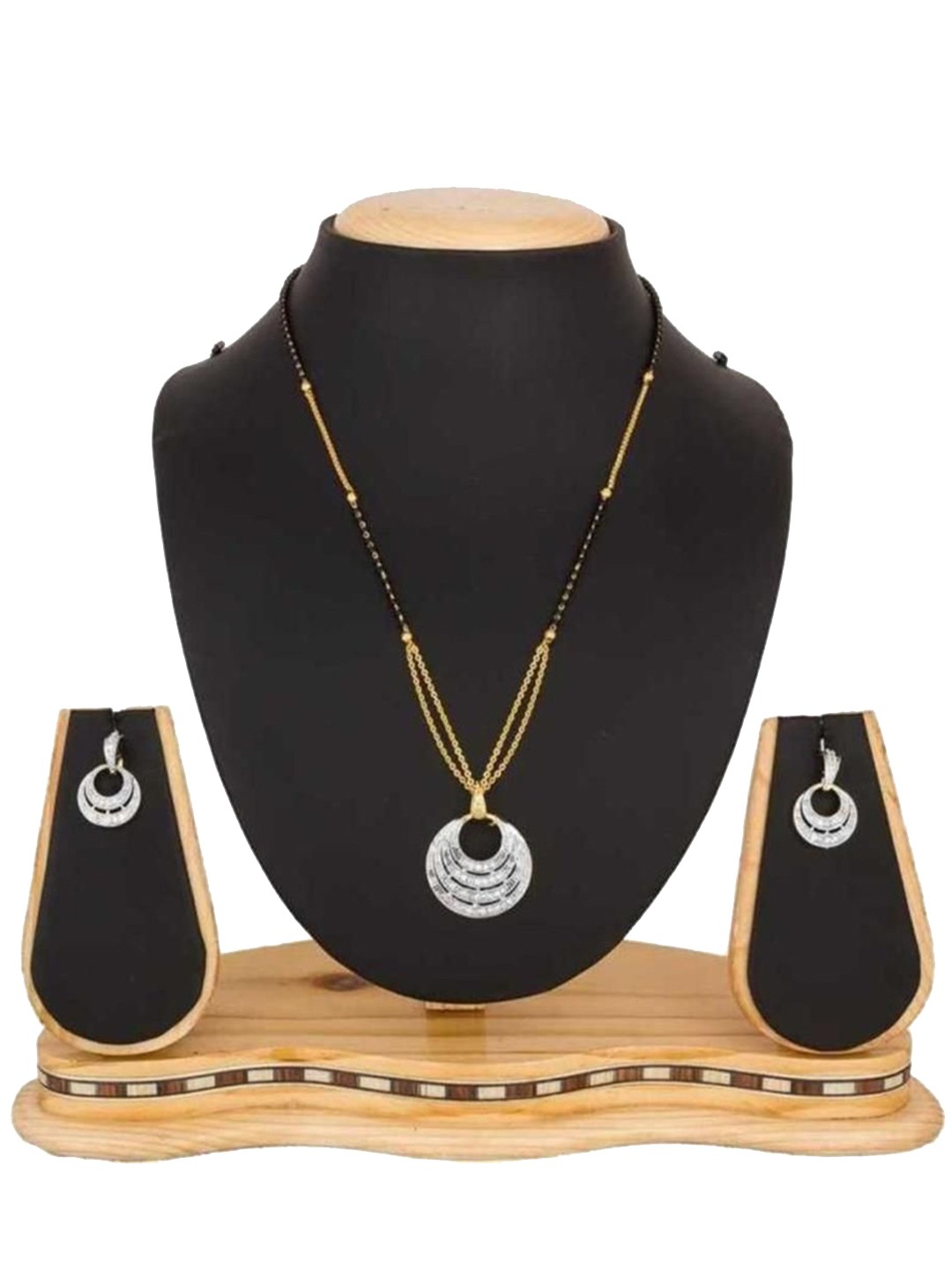 

SUNHARI Gold-Plated Artificial Stones and Beads Mangalsutra