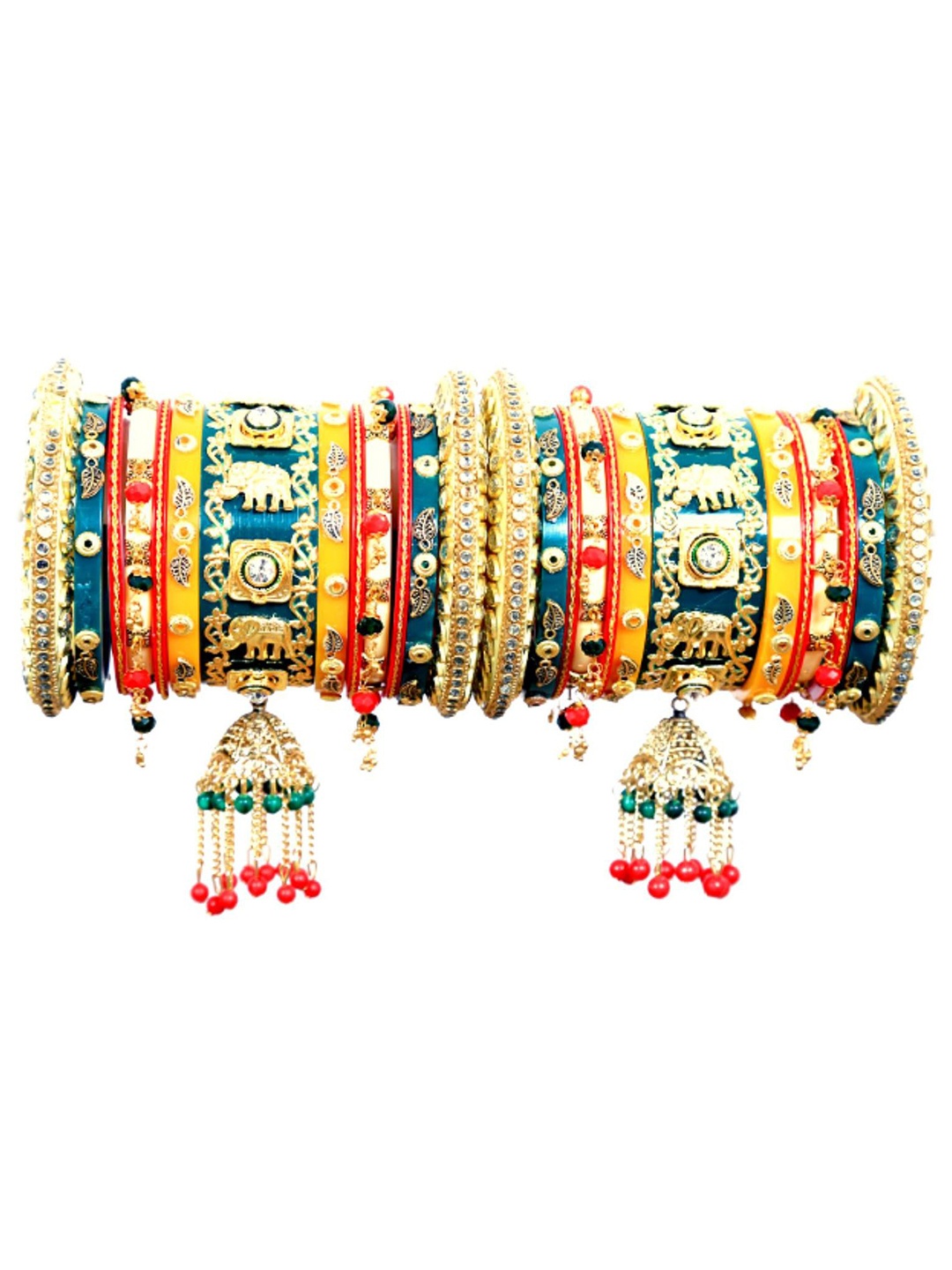 

Align Set Of 2 Gold-Plated Pearl Beaded Chudas, Green