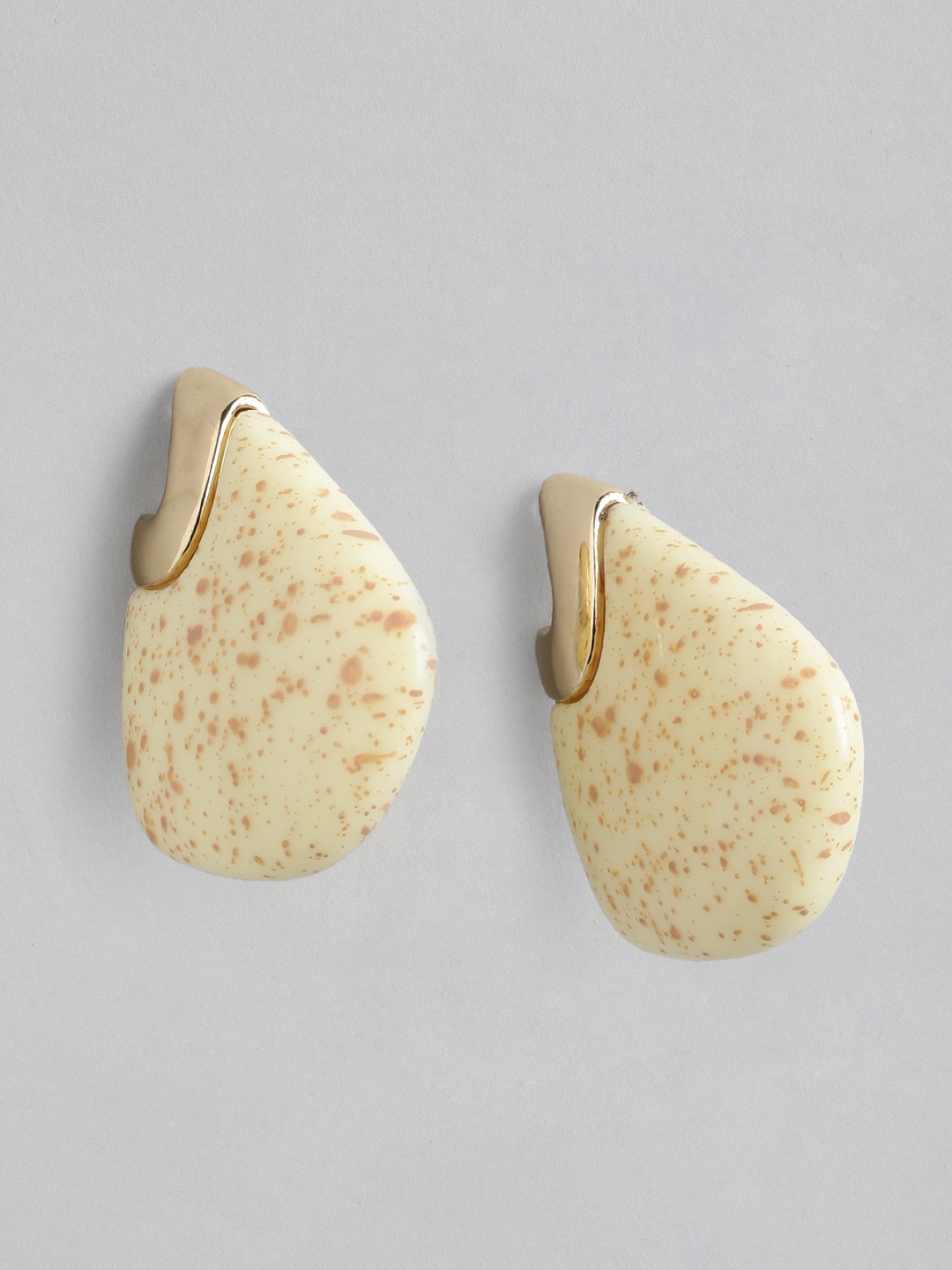 

Forever New Gold Plated Teardrop Shaped Studs Earrings, Cream