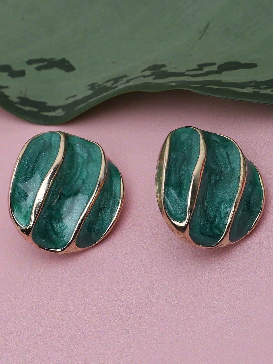 

Palli Creation Oval Studs Earrings, Green