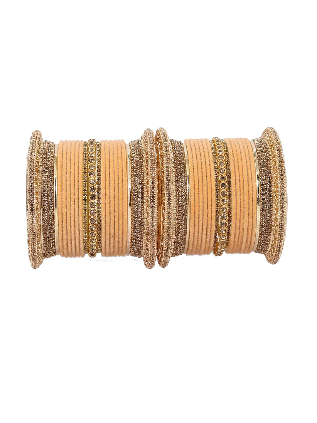 

ZULKA Set Of 68 Gold-Plated CZ-Studded & Velvet Bangles