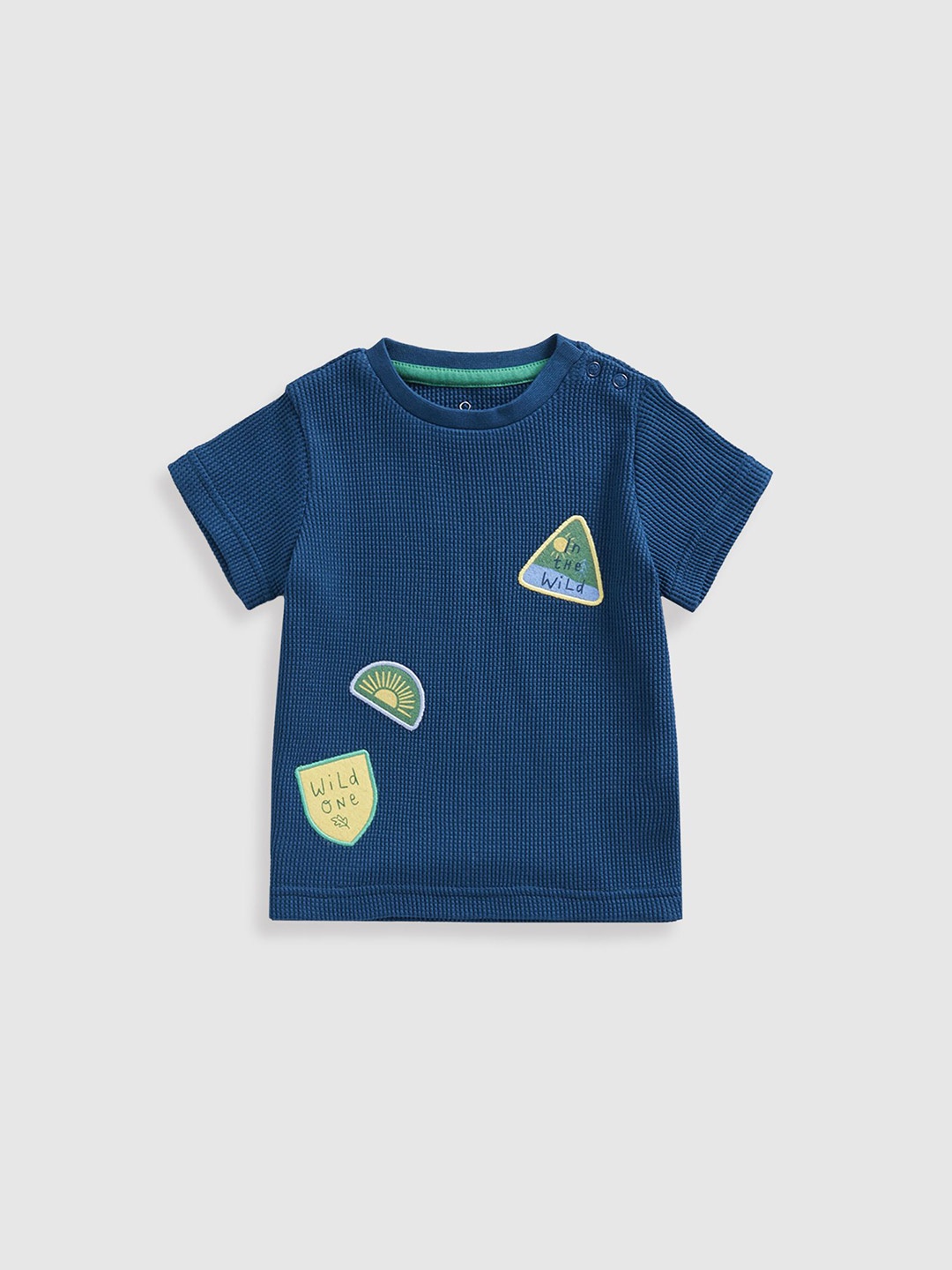 

mothercare Boys Self Design Round Neck Cotton T-shirt, Navy blue