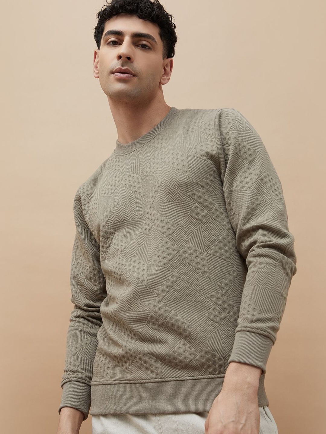 

CODE by Lifestyle Men Self Design Pullover Sweatshirt, Beige