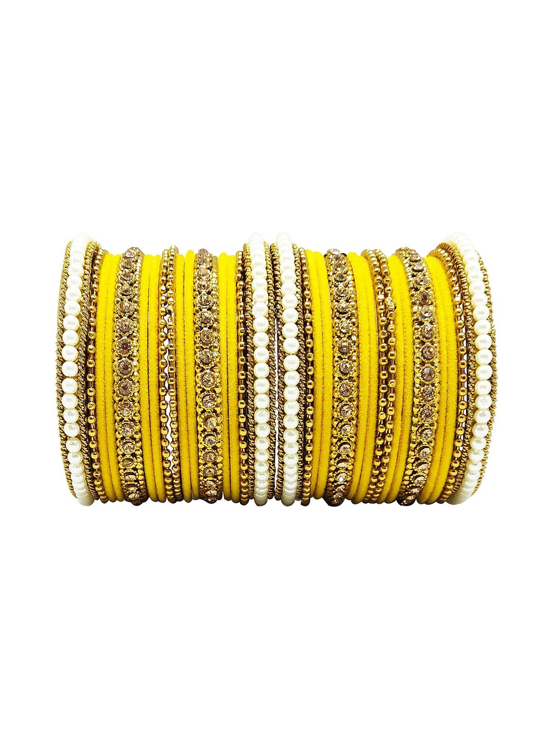 

CHRISHAN Set Of 32 Stone-Studded Bangles, Gold