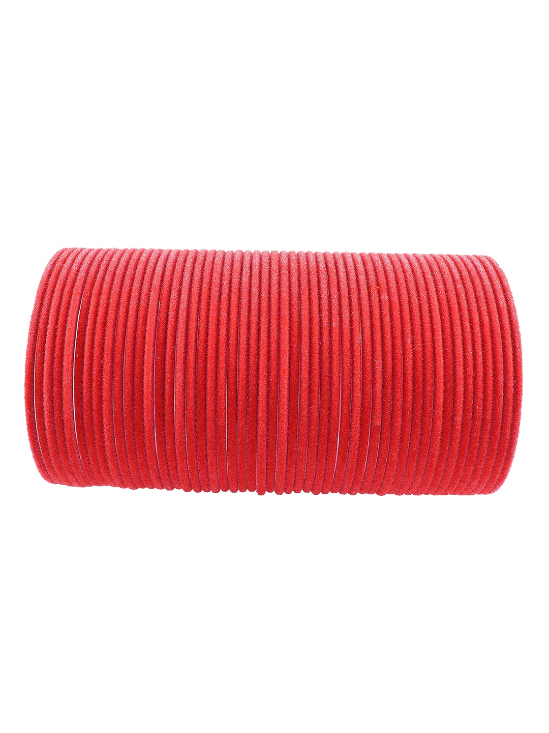 

ZULKA Pack Of 48 Plain Velvet Finish Metal Bangle, Red