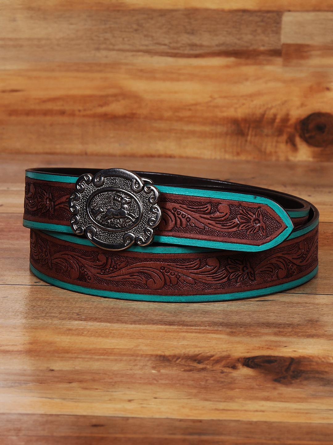 

Celtic Unisex Printed Leather Belt, Brown