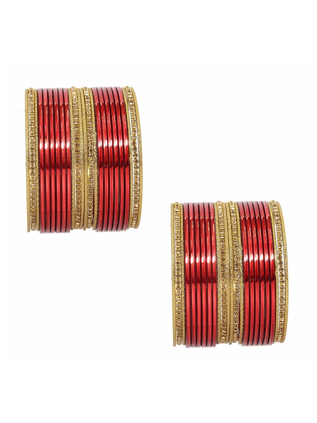 

ZULKA Pack of 2 Zircon Gemstone With Velvet Twisted Bangle, Red