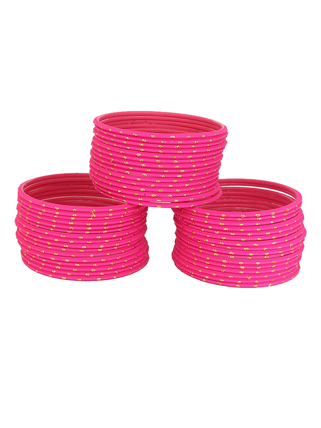 

ZULKA Set of 48 Metal with Polka Dots Bangles, Rose
