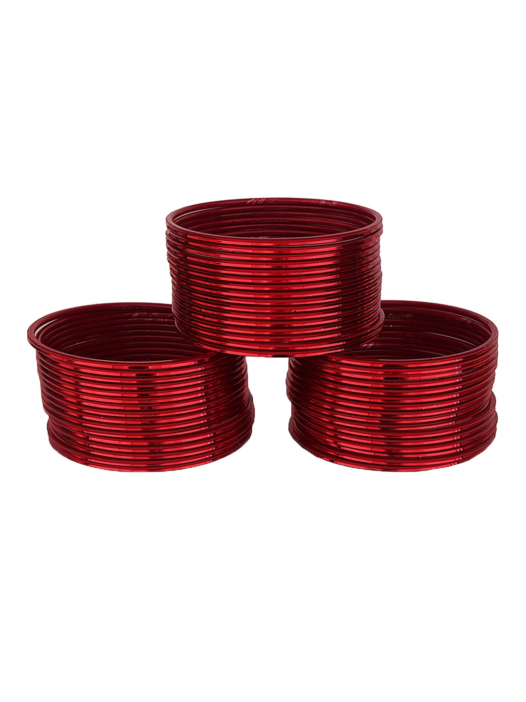 

ZULKA Set of 48 Solid Glossy Finished Metal Bangles, Maroon