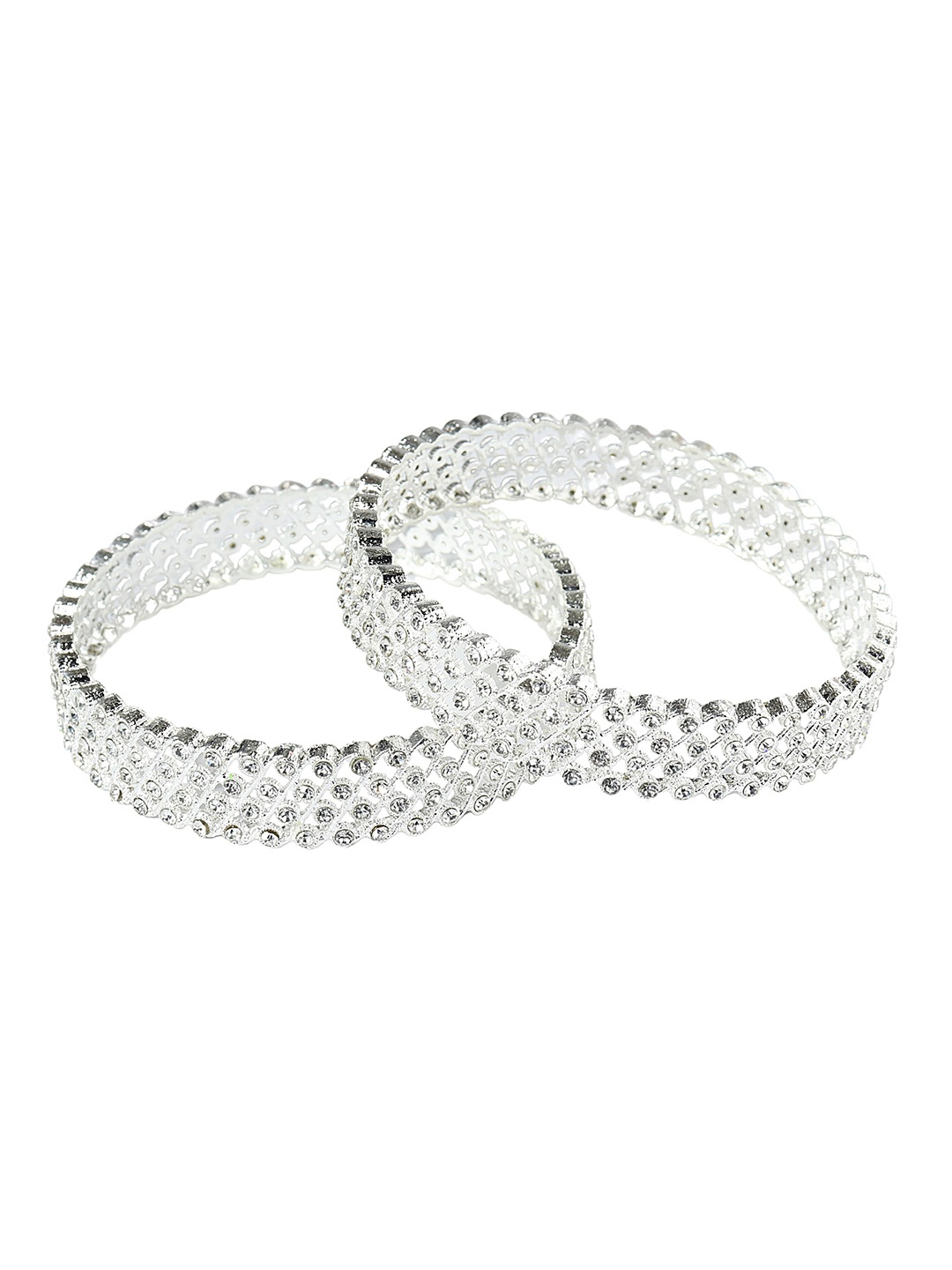 

ZULKA Set of 2 Silver-Plated Zircon Diamond Kada Bangles