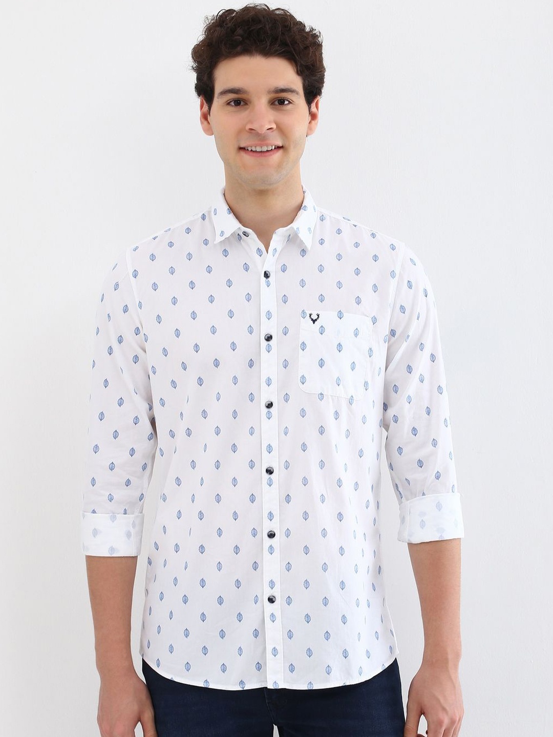 

Allen Solly Men Custom Spread Collar Floral Printed Cotton Casual Shirt, White