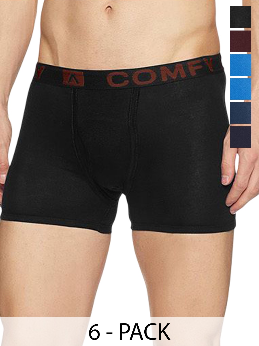 

AMUL COMFY Men Pack Of 6 Assorted Short Trunks Comfy-FCD-Trunk-OE-6-75