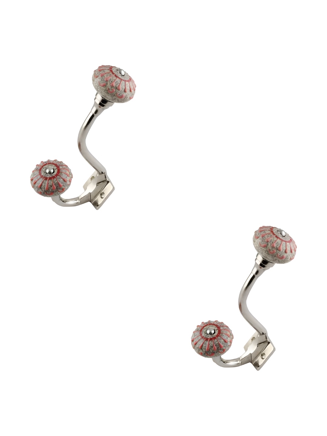 

IndianShelf Grey & Pink 2 Pcs Ceramic Wall Hooks