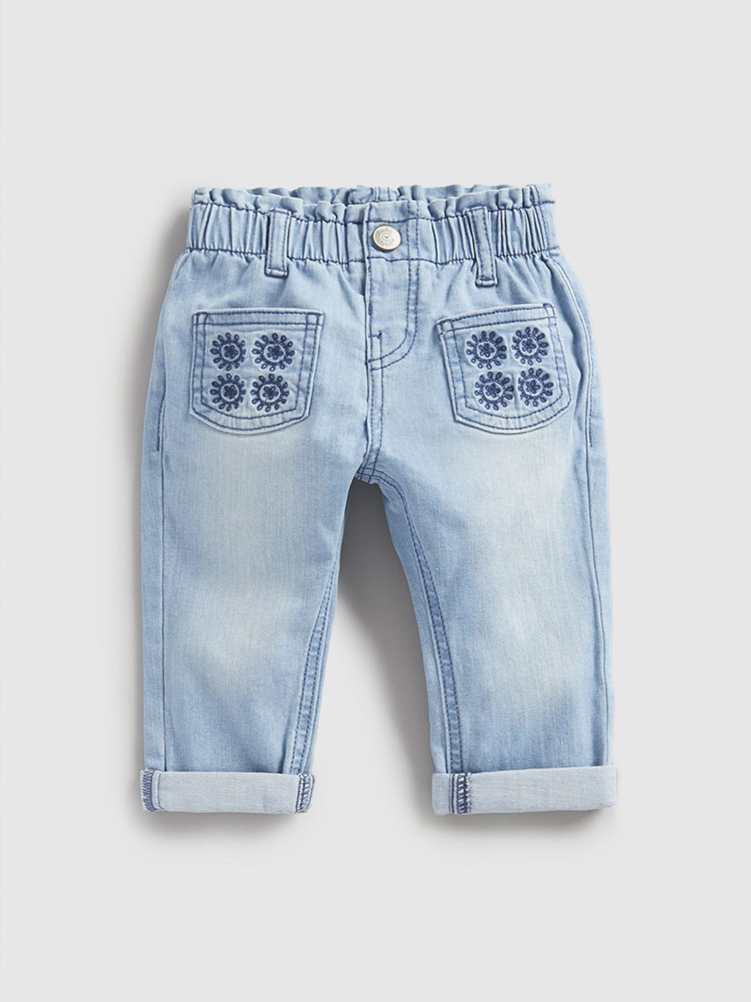 

mothercare Girls Regular Fit Mid-Rise Heavy Fade Jeans, Blue