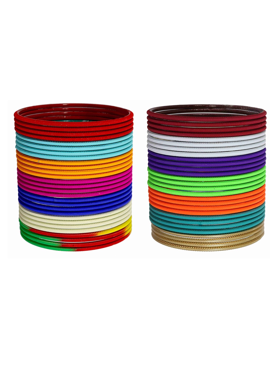 

ZULKA Set of 56 Metal With Simple Matte Finished Bangles, Multi