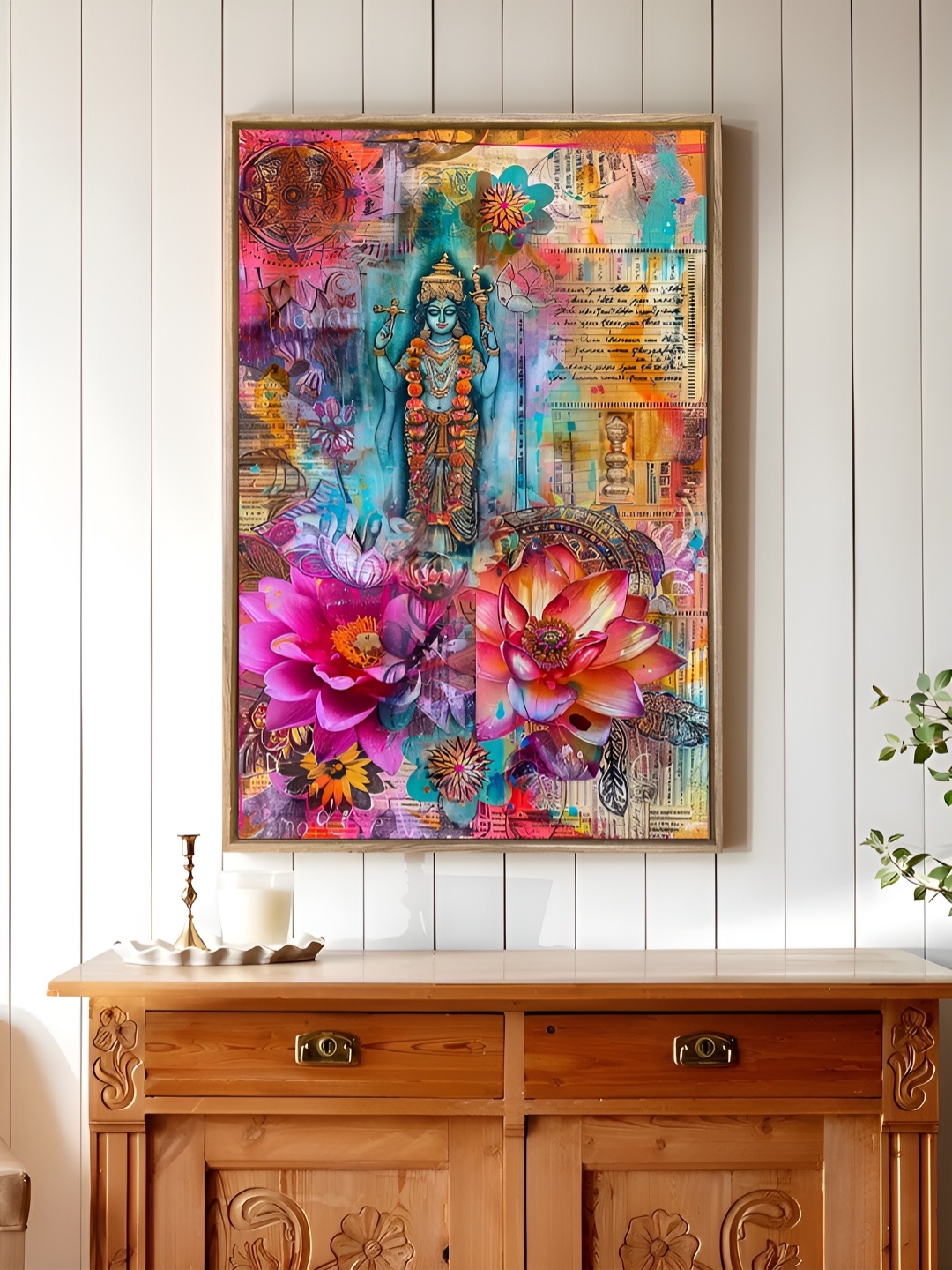 

Art Street Pink & Blue Lord Vishnu Canvas Wall Art