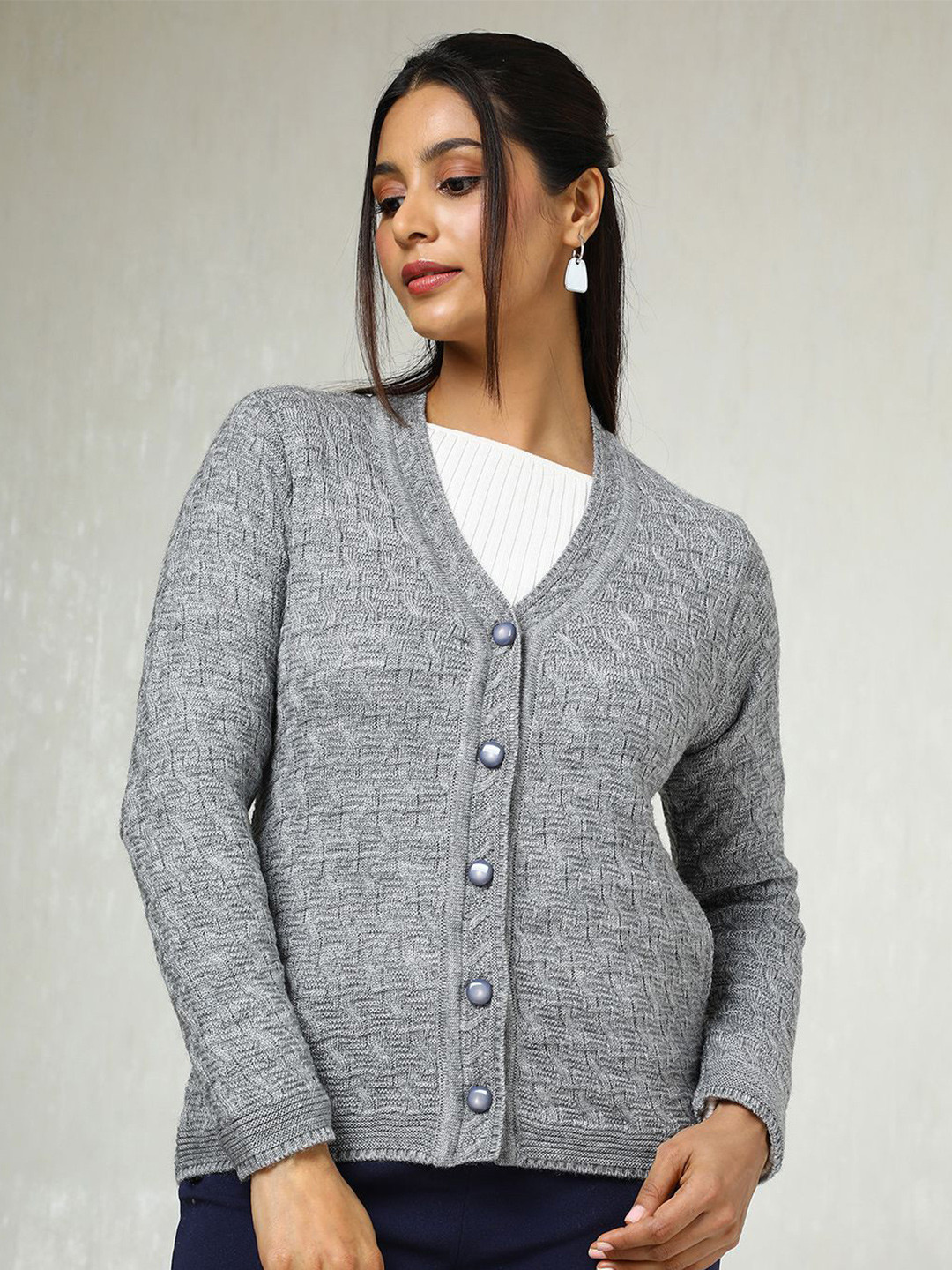 

Soch Women V-Neck Long Sleeves Cardigan, Grey