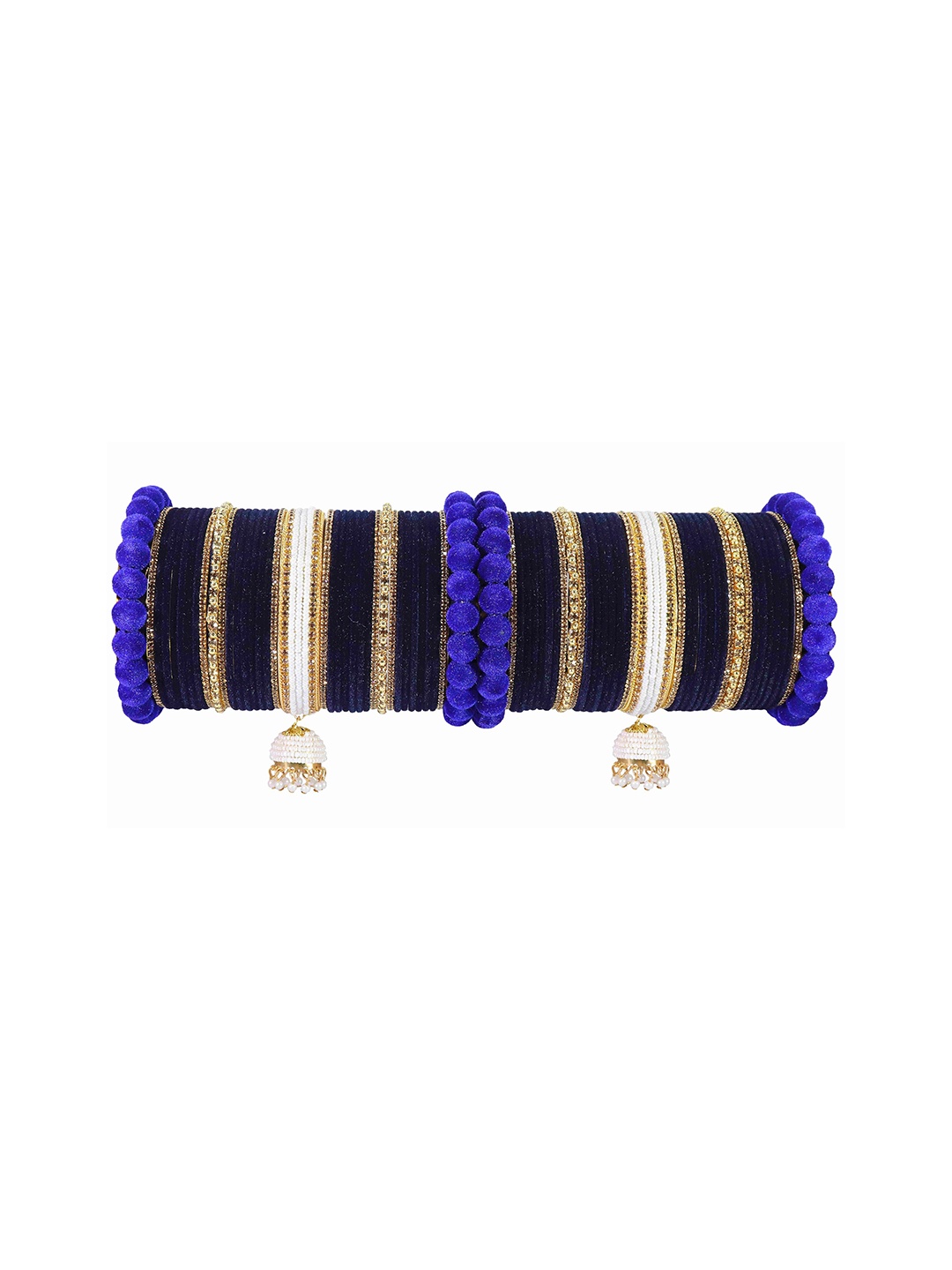 

ZULKA Set of 70 Traditional Metal Pearls Bangles, Blue