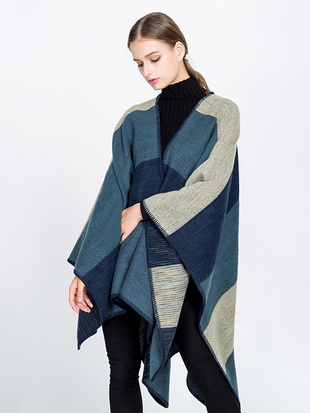 

LULU & SKY Women Striped Shrug, Navy blue